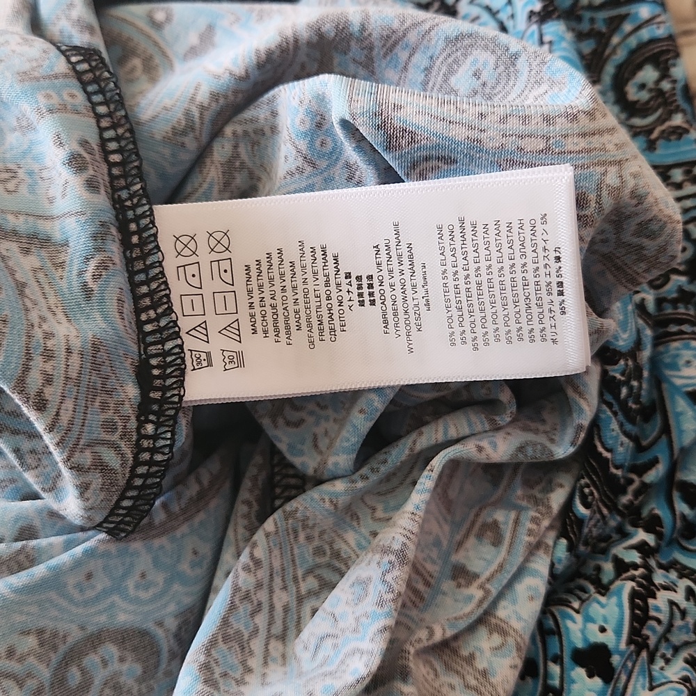 NWT Michael Kors Long Sleeve Blue Paisley Shift Dress Medium - Picture 8 of 8